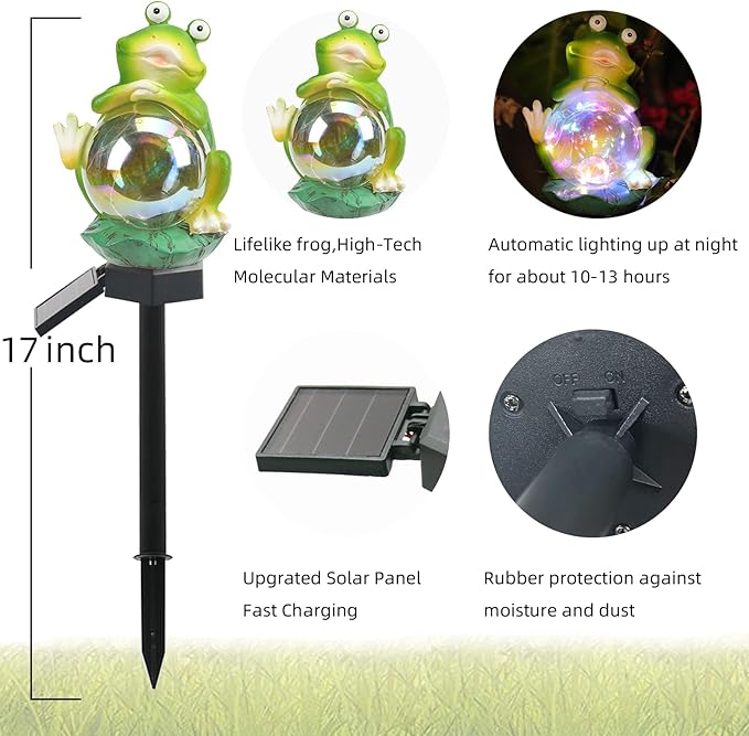 Outdoor Solar Garden Lights, Solar Frog Decorative Lights, IP67 Waterproof - Image 5