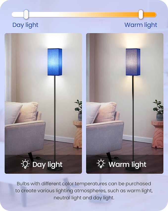 Floor Lamp, Pole Lamp with Foot Switch, Modern Standing Lamp Shade, Minimalist - Image 6