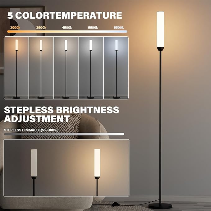 Ambimall LED Floor Lamp with Remote Control, Foot Switch - Image 2