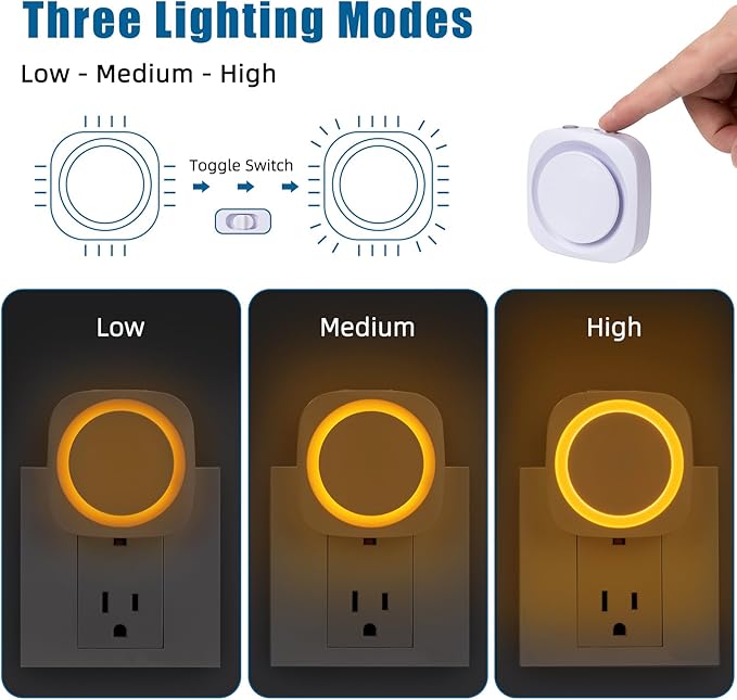Amber Night Lights Plug into Wall, 4 Packs Dimmable Night Light - Image 2