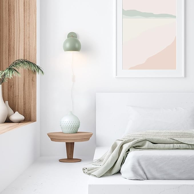 GLOBE Electric 65866 Willow 1-Light Plug-in or Hardwire Wall Sconce, Sage Green - Image 2