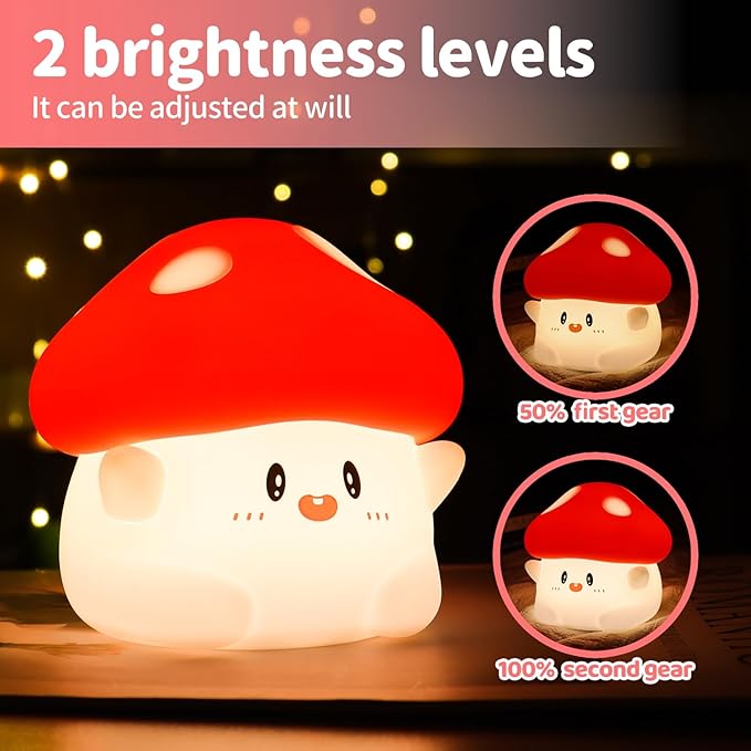Mushroom Night Light, Color Changing & 50-Hour Battery, Squishy Lamp - Image 4