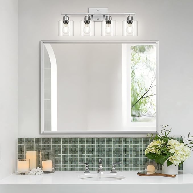 Modern Brushed Nickel 4 Light Bathroom Light Fixtures, 24 inch Vanity Lights - Image 6