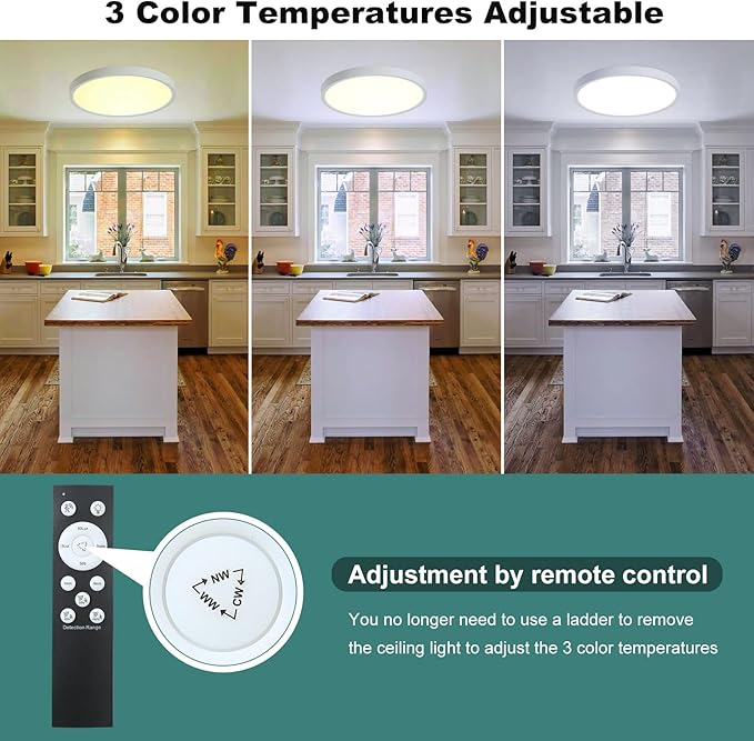 2 Pack ZSYUBO 12 Inch Motion Sensor Ceiling Light Wired, 24w Flush Mount Light - Image 4