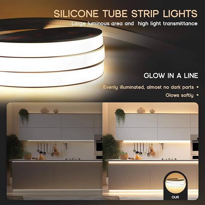 LED Strip Lights Neutral White 4000K, 98.4ft 110-120V Neon Rope Lights - Image 2