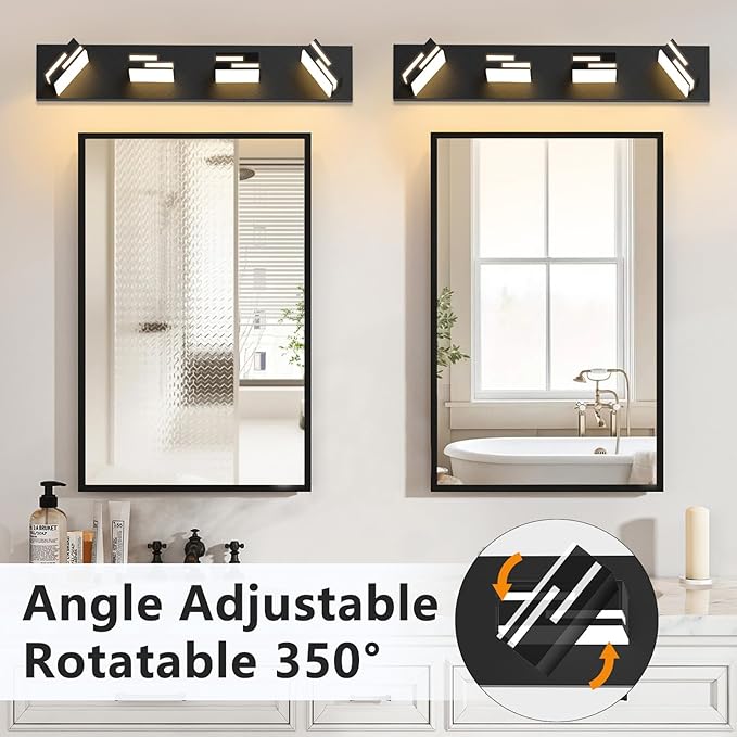 LED Modern Bathroom Vanity Light Fixtures 4-Light 5CCT Dimmable Matte Black - Image 6