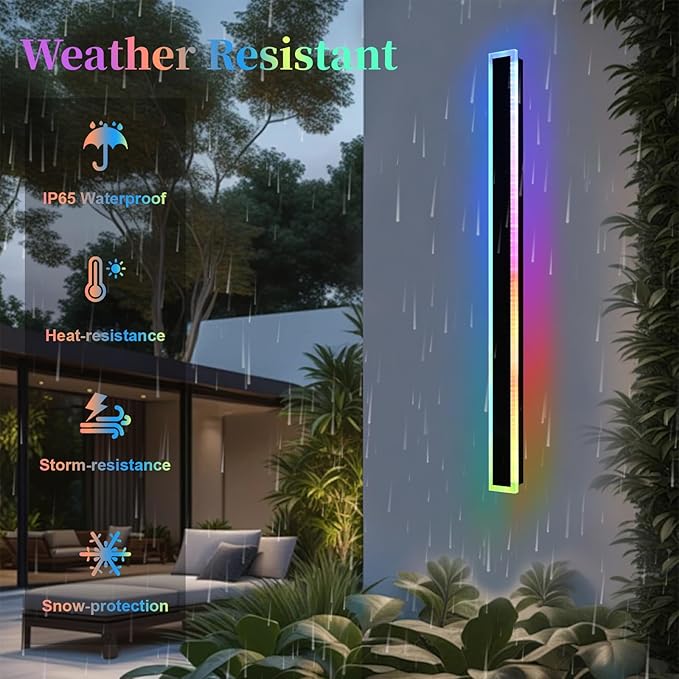 Outdoor LED Wall Lights for House, 2 Pack Long RGB Outdoor Wall Lights - Image 2