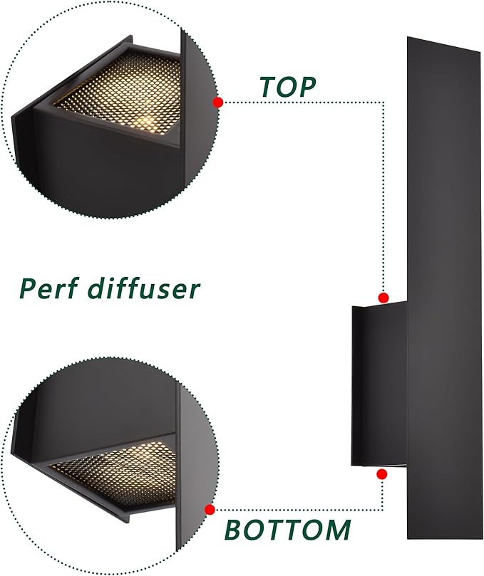 Black Reflex Modern Wall Sconce Indoor, Minimalist Up and Down Wall Light - Image 3