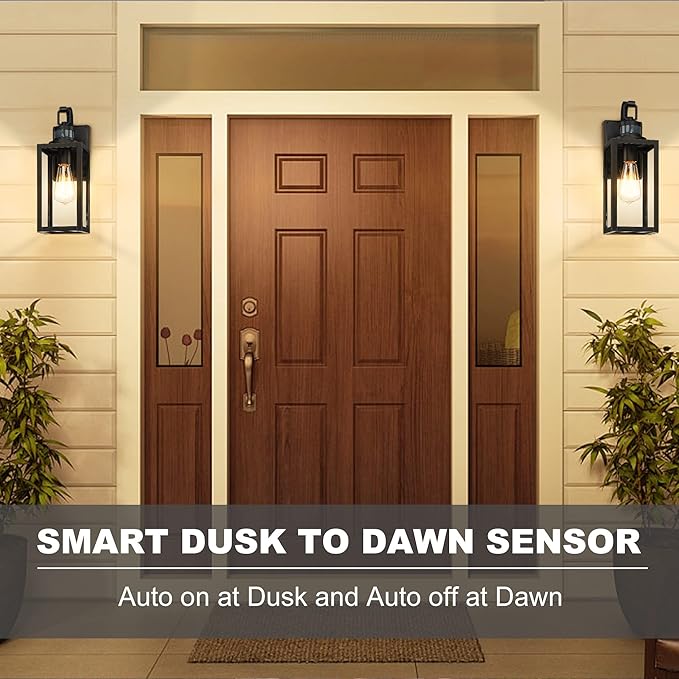 Pia Ricco Motion Sensor Outdoor Wall Lantern, Dusk to Dawn Lighting Sconce - Image 4
