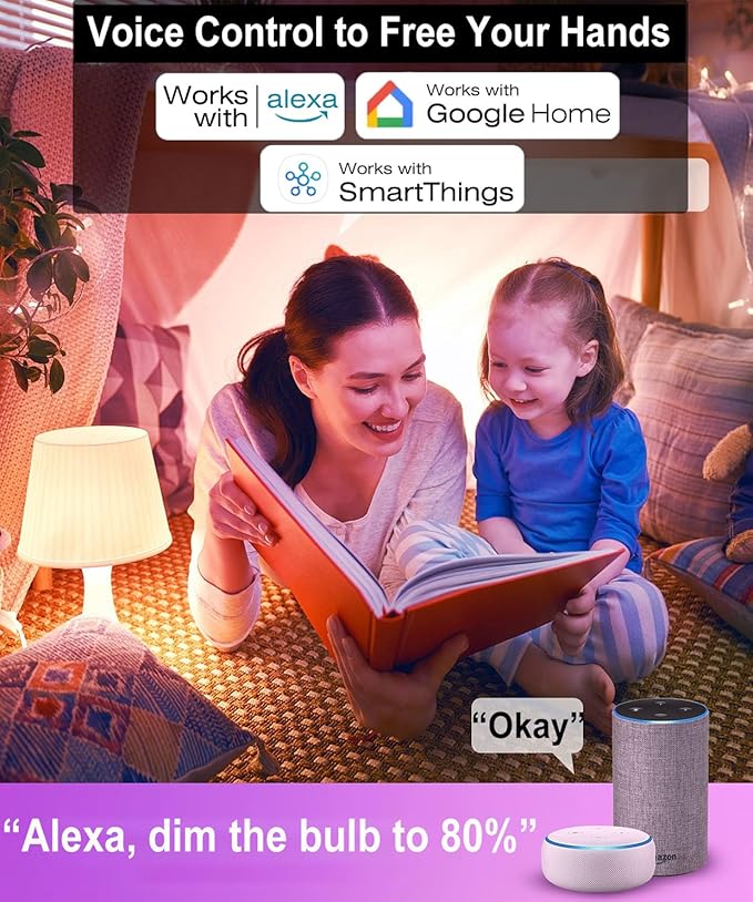 Vinaco E12 Smart LED Bulb 5W 600LM, 2 Pack E12 LED Light Bulbs Color Changing - Image 3