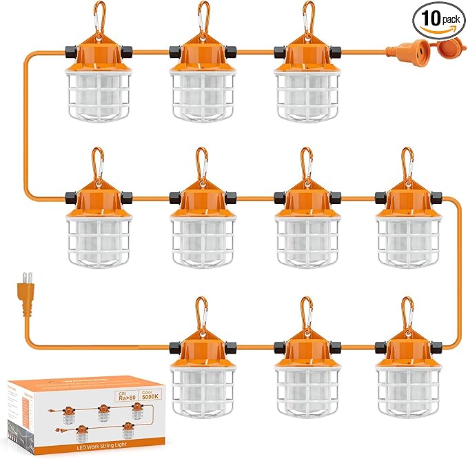 NS 100FT Construction String Lights 150W LED Industrial Grade 15000LM 5000K by NS