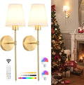 Fabric Wall Sconce Battery Operated Set of 2, Rechargeable Wall Lights by Shenmoyl
