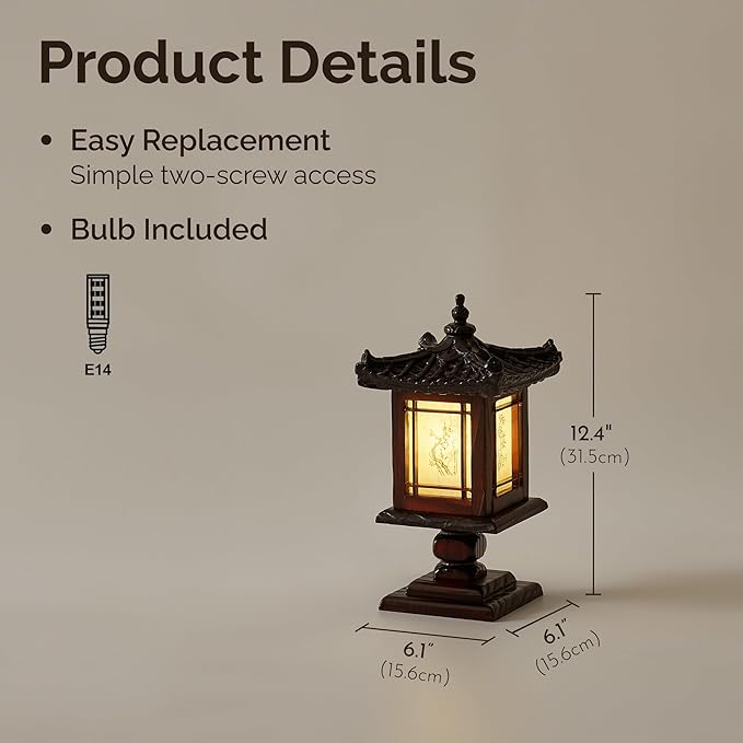Traditional Korean Wood Lamp | Handmade Asian Oriental Table Lantern | Bedside - Image 7