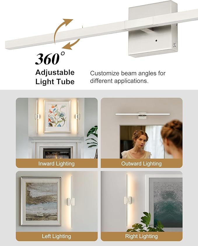 Rechargeable Battery Operated Wall Sconce Set of Two, 24 Inch, 3000K/4500K/6000K - Image 4