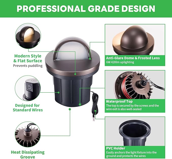 LED Well Light, 5 CCT Selectable In Ground Landscape Lights Low Voltage Outdoor - Image 6