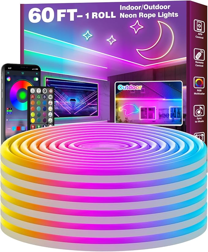 FBZ 60Ft Led Rope Lights, Flexible Neon Lights Control by Unknown