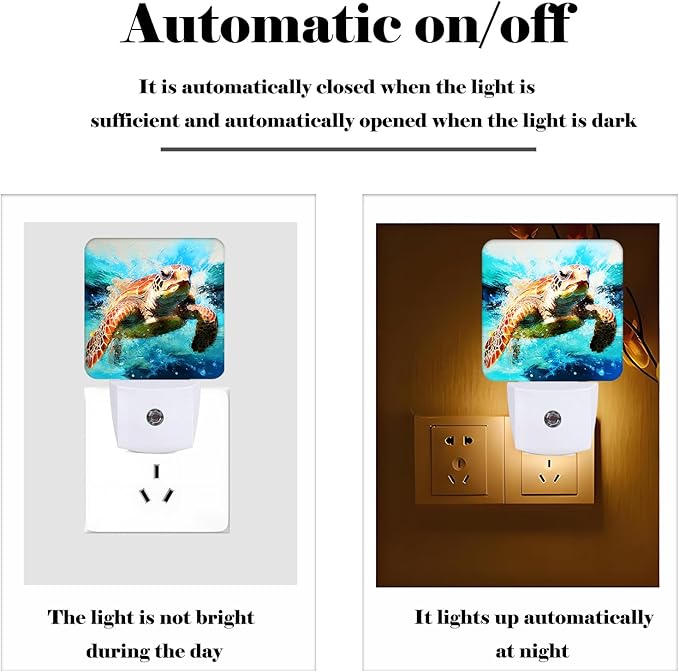 Sea Turtle Night Light, Plug-in Nightlights Auto Sensor Night Lamp Dusk-to-Dawn - Image 3