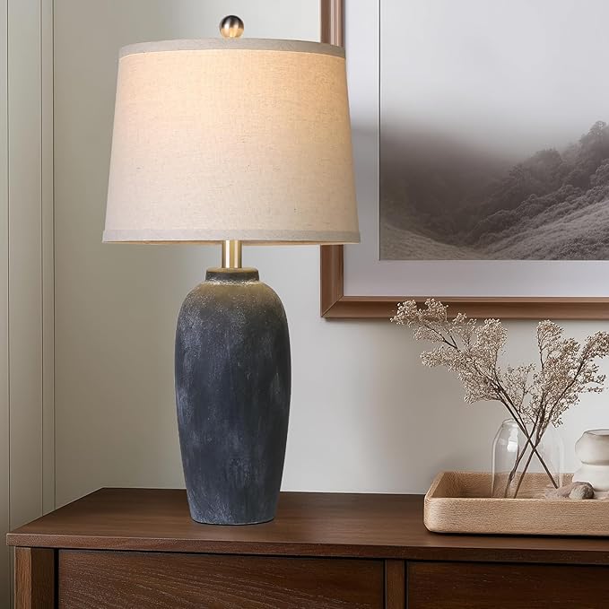 25“ Jar Table Lamps Set of 2, Ceramic Bedside Lamps - Image 5