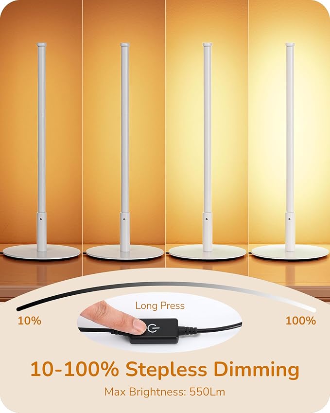 EDISHINE Upgraded LED Table Lamp Set of 2, 16.9" Dimmable Modern Bedside Lamps - Image 4
