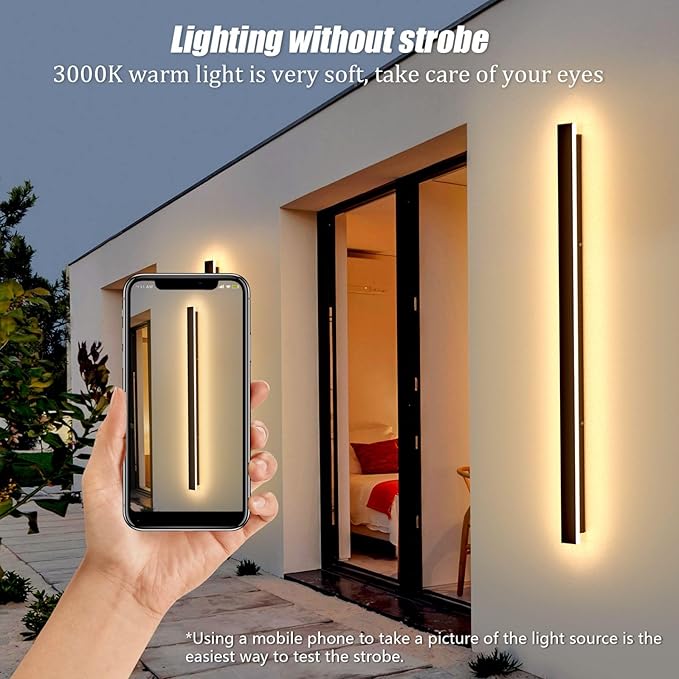2 Pack 40inch Long Outdoor LED Wall Lights 30W Black 3000K Warm White Porch - Image 2
