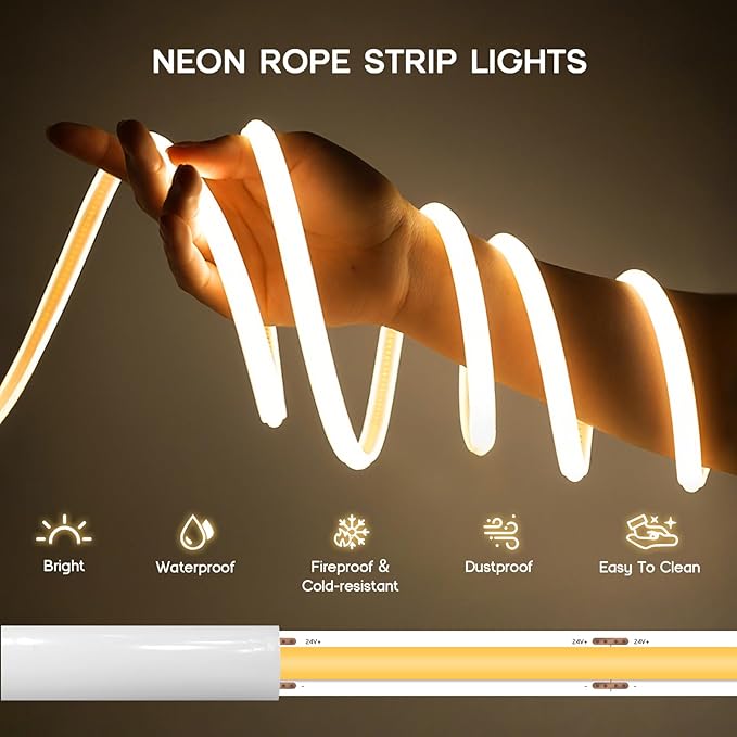 LED Neon Lights Warm White 3000K, 32.8ft 110-120V LED Strip Lights, Flexible - Image 7