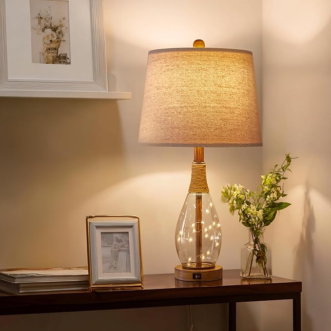 OYEARS Wood-Like Bedside Table Lamp - Image 2