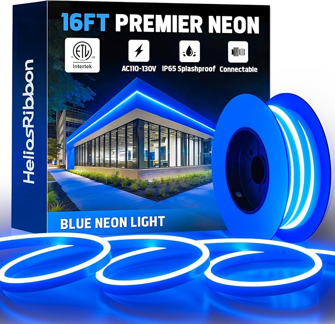 16FT Blue LED Neon Rope Lights, AC 110-120V Flexible Neon Strip Outdoor by Unknown
