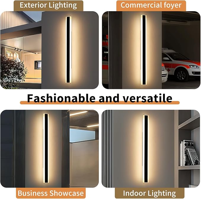 Modern Long Outdoor Wall Light, 71inch Black Exterior LED Wall Sconce, IP65 - Image 8