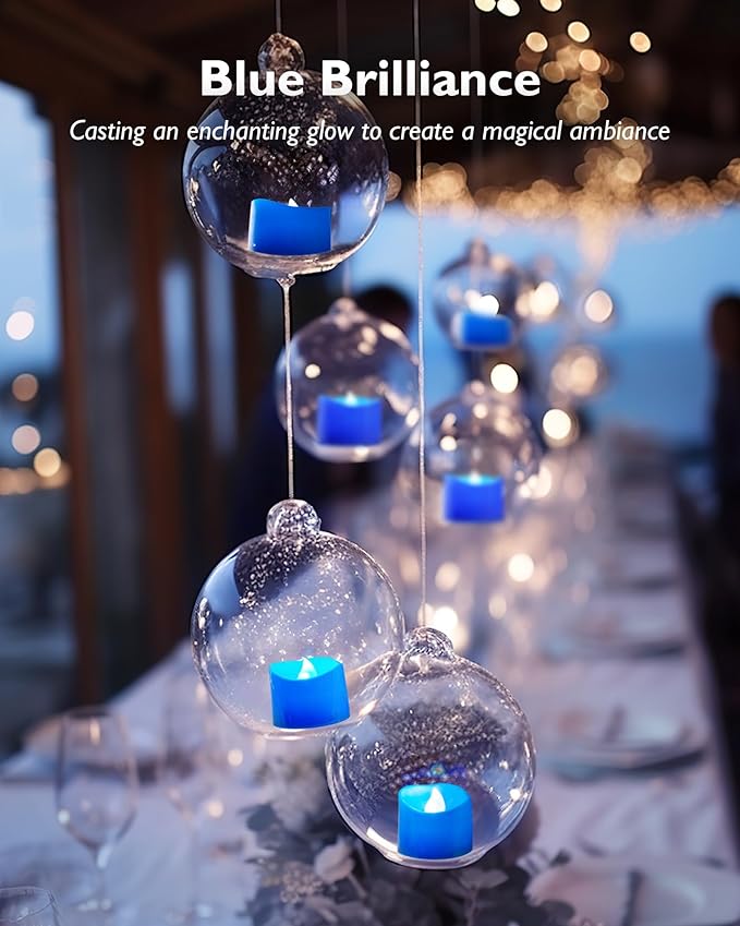Homemory Blue Tea Lights Candles Battery Operated, 200+Hour Flameless - Image 2