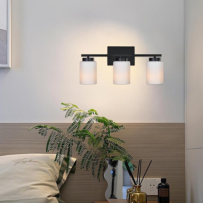 VINLUZ Black Bathroom Vanity Light, 3-Light Modern Wall Sconce Lighting - Image 3