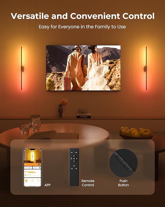 40 Inch Battery Operated Wall Sconces Set of 2, 12000mAh Rechargeable Smart - Image 5