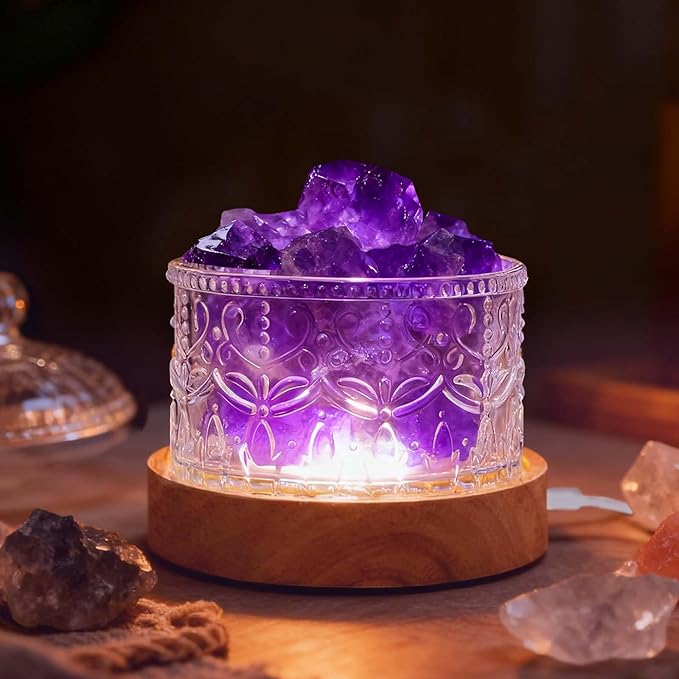 Runyangshi Amethyst Crystal Lamp Night Light by Runyangshi