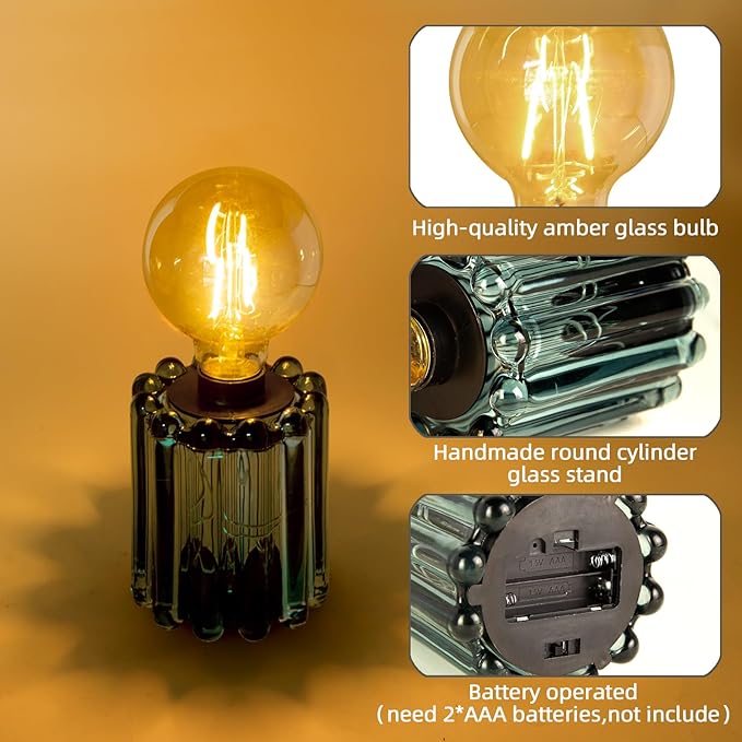 Set of 2 Battery Operated Table Lamp, Battery Powered Cordless Lamp - Image 7