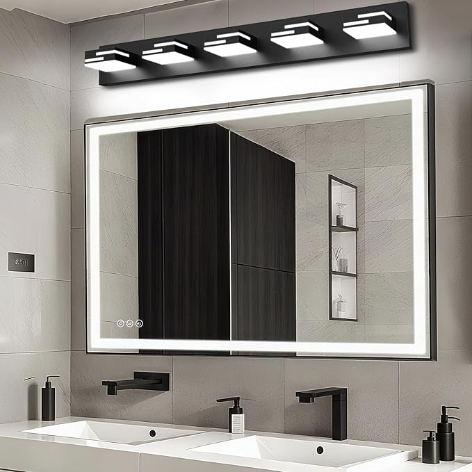LED Modern Bathroom Vanity Light Fixtures, 5-Light 34-inch Dimmable Matte Black - Image 8