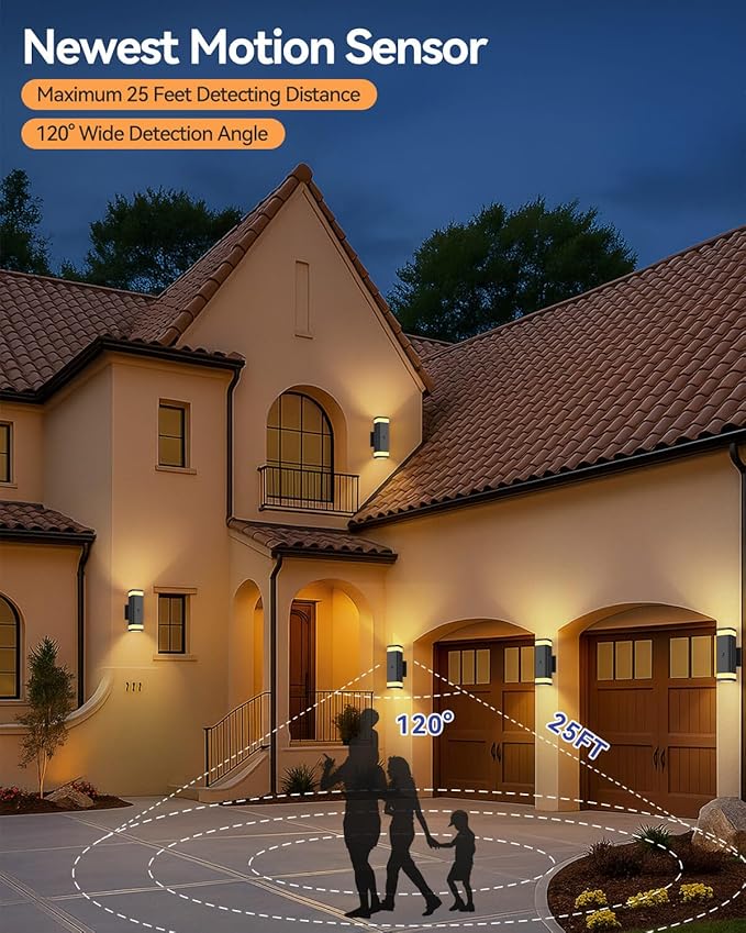 RAYVO Motion Sensor Outdoor Lights, Modern Dusk to Dawn Exterior Up and Down - Image 3