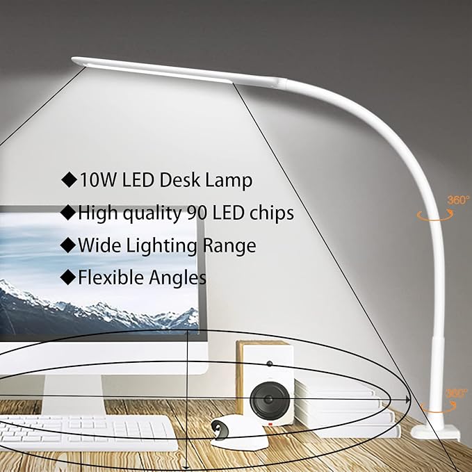 YOUKOYI LED Desk Lamp with Clamp, Flexible Gooseneck Architect Table Lamp - Image 5