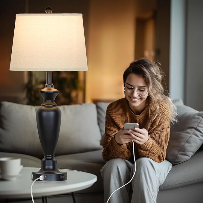 30" Tall Table Lamps Set of 2, Touch Control Bedside Lamp - Image 5