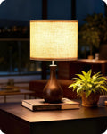 Small Table Lamp, 14.2" Cute Little Desk Lamp, Wood Bedside Lamp by GOEBLESON