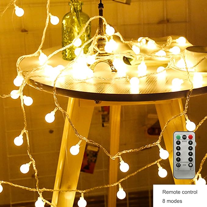 ZIMINGU LED Ball String Lights, 19.6FT 40LEDs Globe Waterproof Fairy String - Image 6