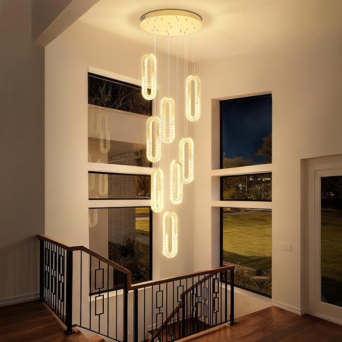 Modern Led Gold Chandelier Adjustable 8 Rings Crystal Chandelier - Image 2