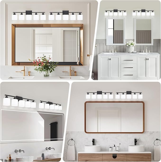 5-Light Black Bathroom Vanity Light, Modern Vanity Light Fixture - Image 3
