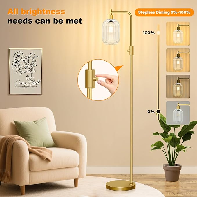 【Upgraded】 Dimmable Glass Floor Lamp - Image 3