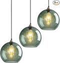 Gray Green Glass Pendant Lights Kitchen Island Lighting Globe Pendant Light by LBSQJ