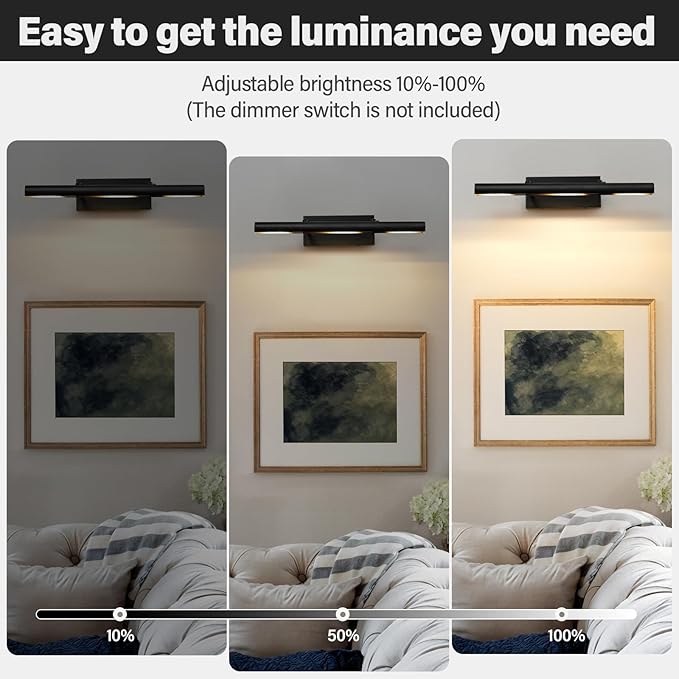 Art Picture Frame Wall Light: 24" Black Dimmable Vintage Artwork Brass Painting - Image 4