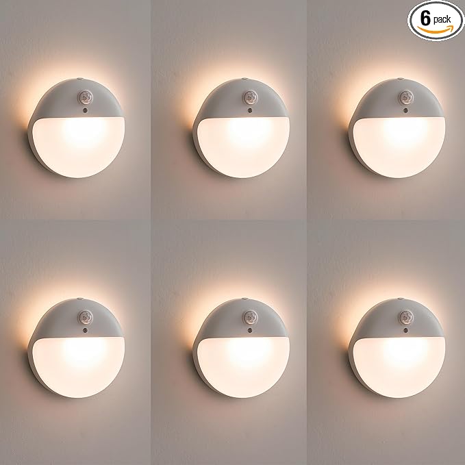 6 Pack Stair Lights Indoor, 2.6" Small Stick on Lights, Dimmable Motion Sensor by YUNLEX