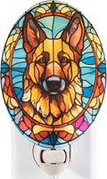 Stained Glass Styled German Shepherd Night Light – Real Glass Plug-in Dog Night by Unknown