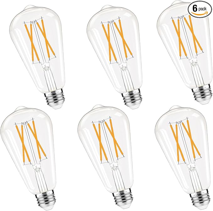 Dimmable Edison Bulbs, 2700K Warm White, 6W Equivalent to 60 watt E26 LED Bulb by GvvooHome