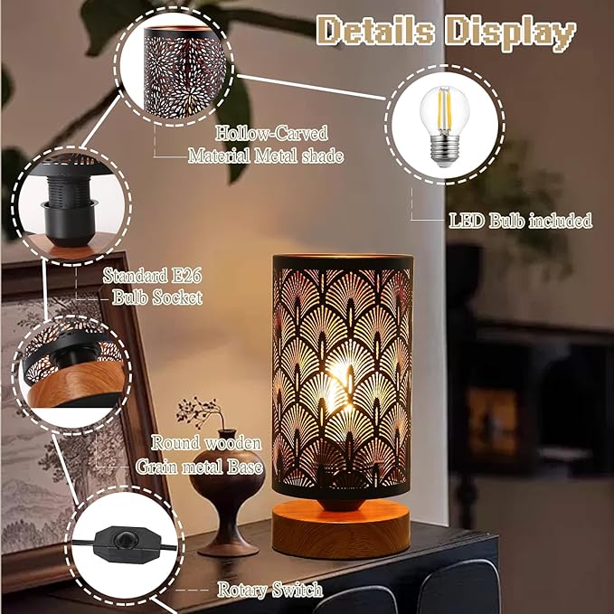 Small Industrial Table Lamps Dimmable, Bedside Lamps - Image 3
