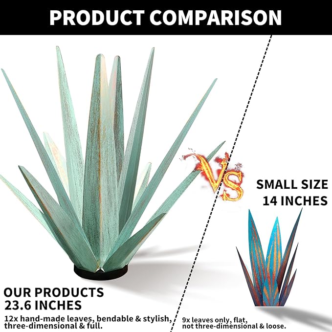 Large Tequila Rustic Sculpture, Rustic Metal Agave Plants - Image 4