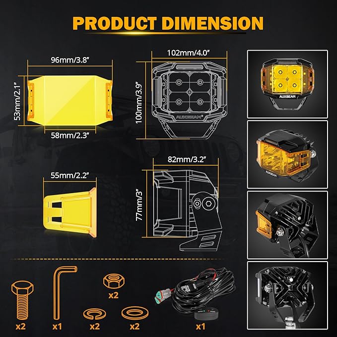 Auxbeam 4" 92W Cube LED Pod - Image 7